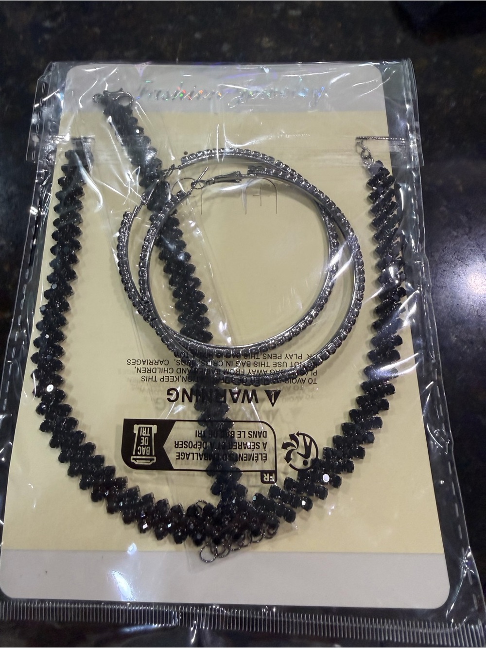 Fashion Jewelry Black Layered Choker Set
